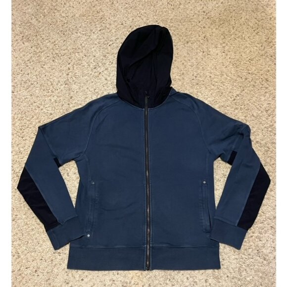 Lululemon Men's Black Iris Blue Studio Full Zip Hoodie Size Medium Worn - Picture 1 of 6